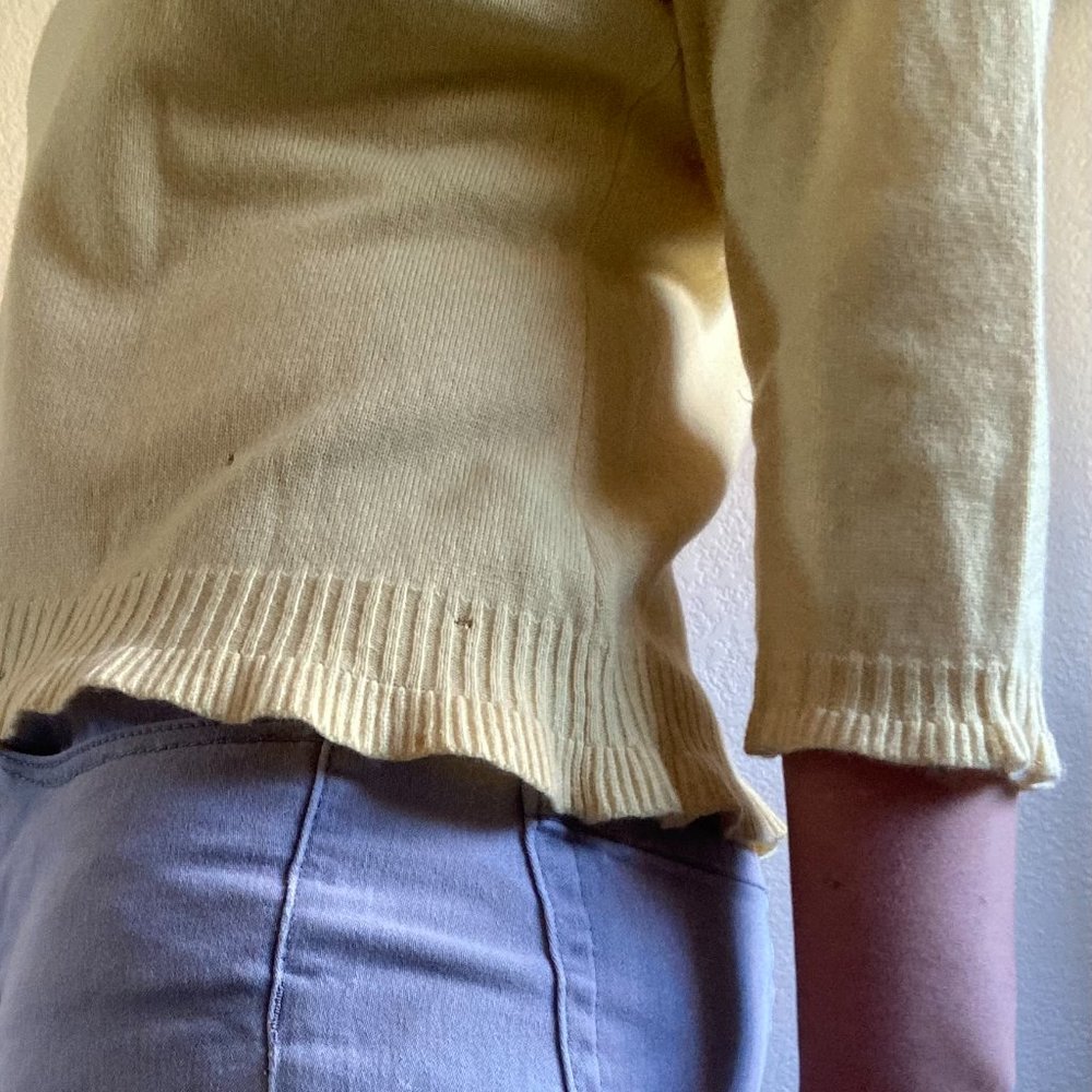 Pure Cashmere Sweater Sunshine Yellow, Ruffled, Scoop Neck - Picture 4 of 10